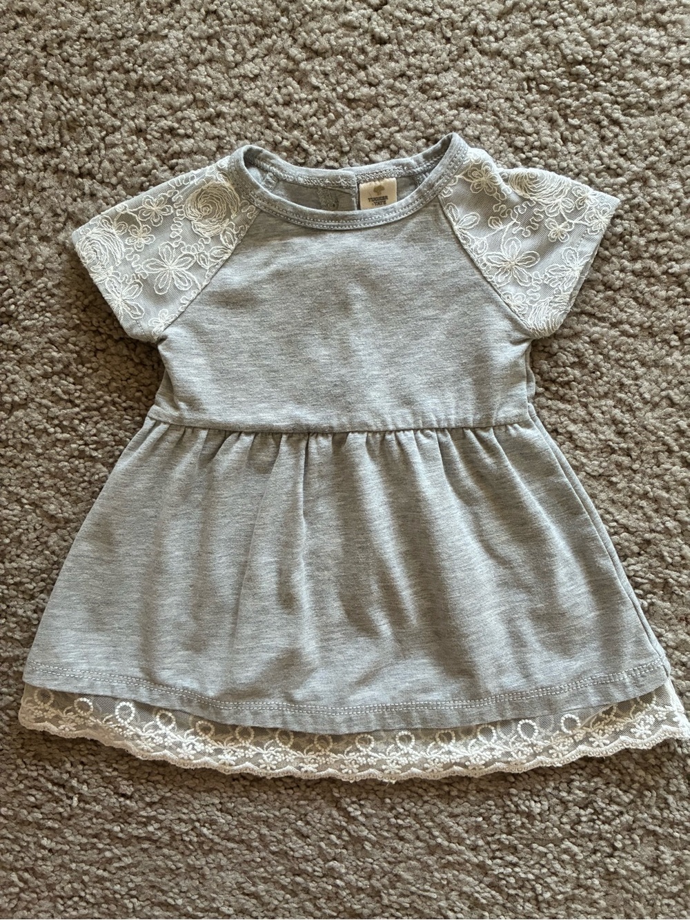 Tucker + Tate Gray Dress with White Lace Trim